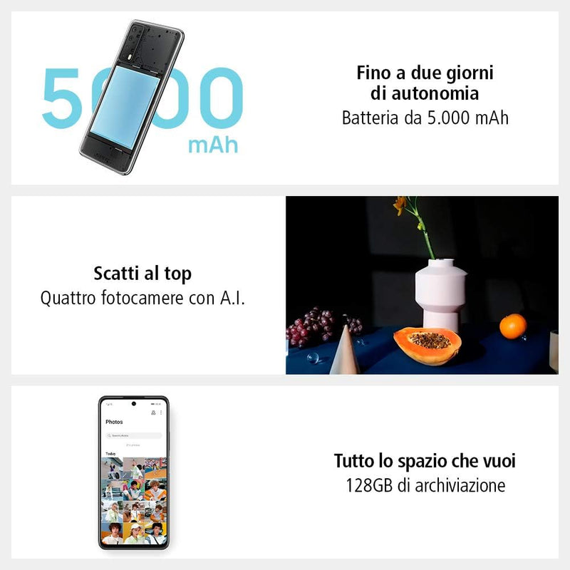 HUAWEI P Smart 2021 + AM 115 Kopfhörer, Supercharge 22,5 W, 5000 mAh Akku, Vier Kameras mit AI und H