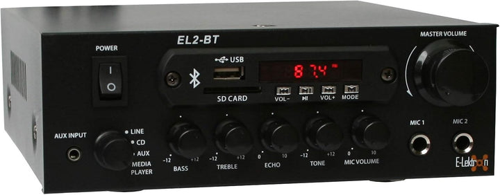E-Lektron EL-2BT HiFi Stereo Class-D Verstärker mit Bluetooth/FM-Radio / MP3 / Karaoke