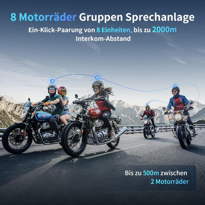 Fodsports M1-S Plus Motorrad Headset Bluetooth,Intercom Motorrad für 8 Motorräder Helm,Motorrad Komm