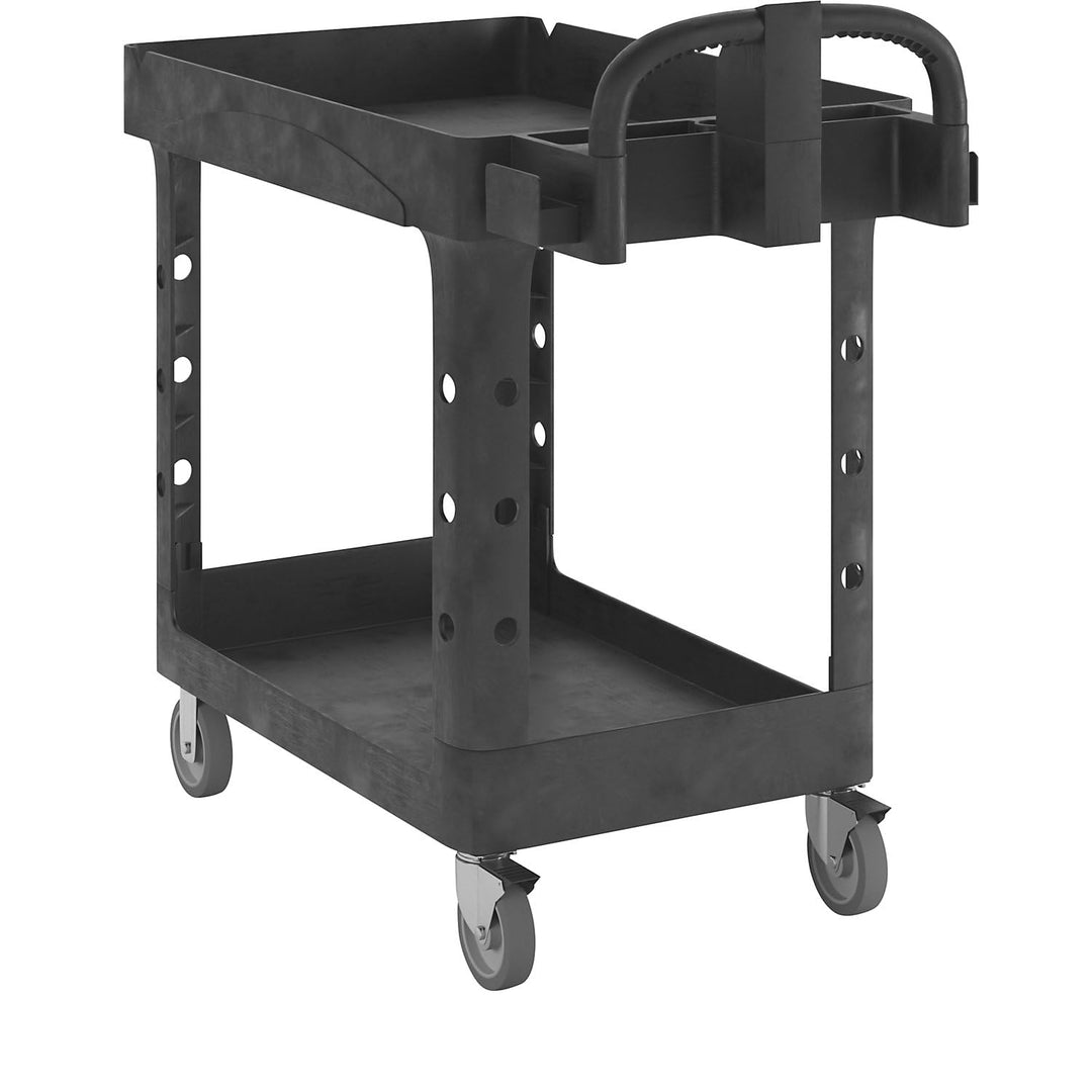 Rubbermaid Commercial Products Small Lipped Shelf Heavy Utility Cart - Black