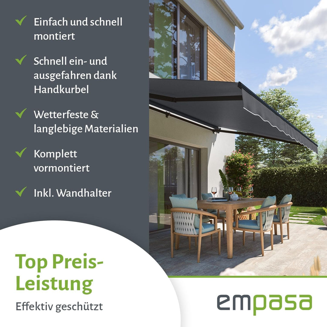 empasa manuelle Gelenkarmmarkise Markise Start | Sonnenmarkise Sonnenschutz Alu / Polyester komplett