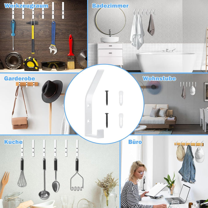6 Stück Haken für Akustikpaneele, Doppelter Garderobenhaken für Schlafzimmer, Wohnzimmer, Badezimmer