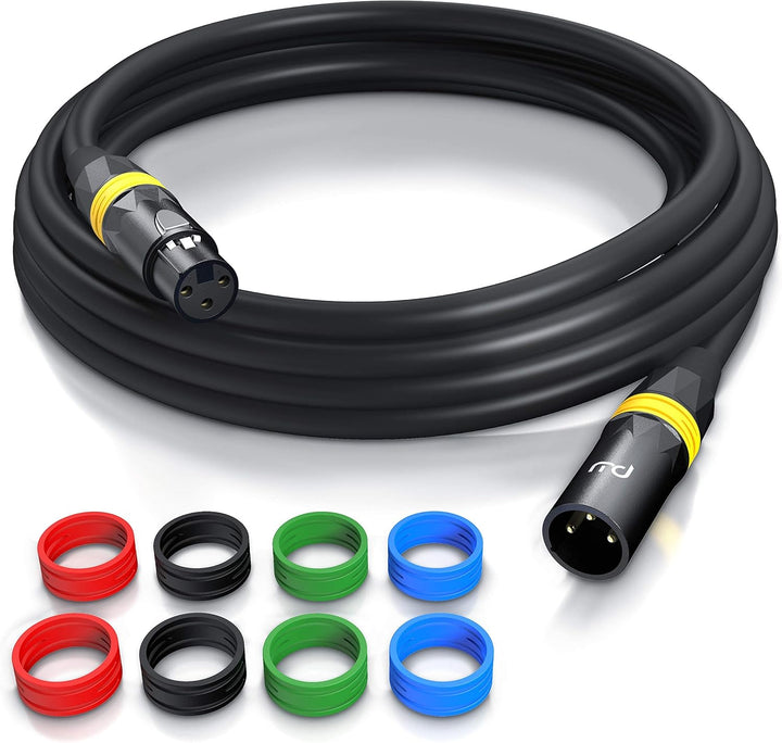 CSL - 5m Mikrofonkabel - XLR Stecker auf XLR Buchse - Audio Kabel - je 4 Farbringe: rot blau gelb gr