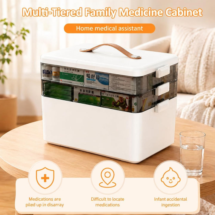 SOONHUA Regal Medikamenten Aufbewahrung, 3-stufiger medikamenten organizer, Aufbewahrungsboxen mit D