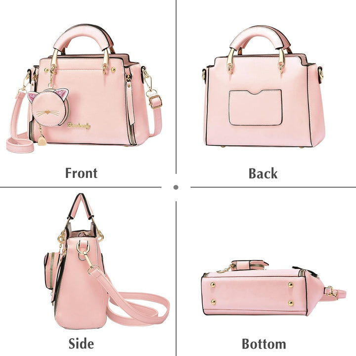 PORRASSO Damen Handtasche Süsse Umhängetasche Henkeltaschen Frauen Wasserdicht PU Leder Schultertasc