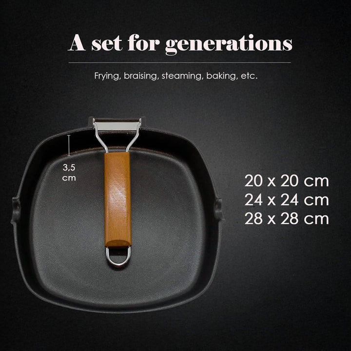 WECOOK! Ecostone Grillpfanne Induktion Glatter, 24 x 24 cm, Antihaftbeschichtung ILAG Ökologisch PFO