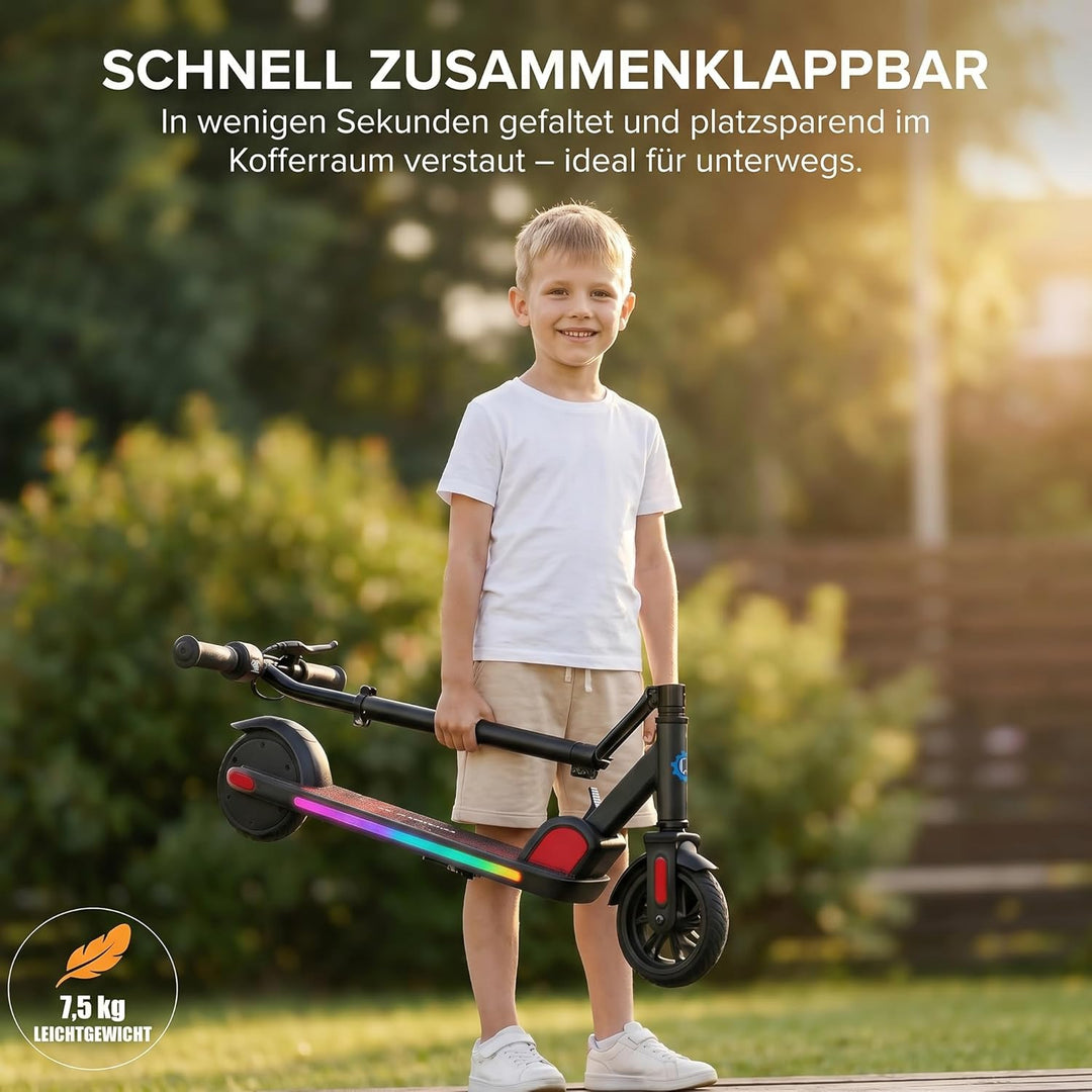 Caroma Elektroroller für Kinder von 6-12 Jahren, 150W Motor bis 16 km/h E Scooter, Faltbarer E Rolle