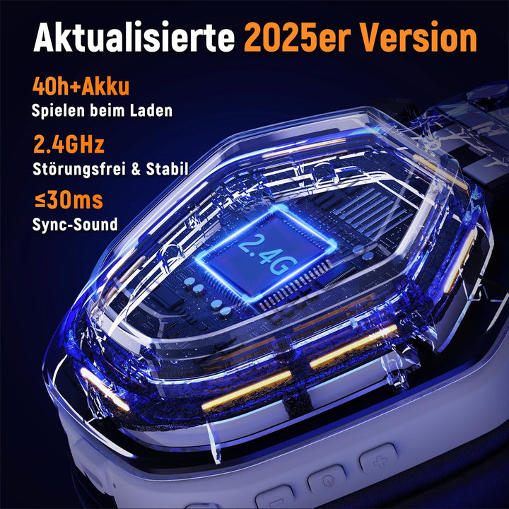 Ozeino OW810 Gaming Headset, Type-C & USB Schnittstelle 2.4GHz Wireless Headset mit, Bluetooth Heads
