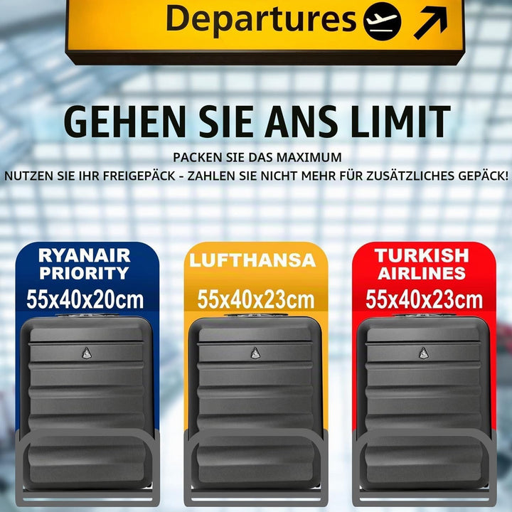 Aerolite Ryanair Reisekoffer mit 2 Rädern, maximale Zulassung, 40 l, Hartschale, 55 x 40 x 20 cm, au