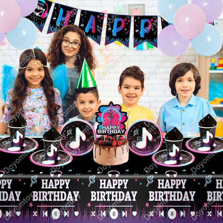 Musik Geburtstag Deko,Doyomtoy 50 Stück Musiknoten Partygeschirr Set Cake Topper Musik Geburtstag Pa