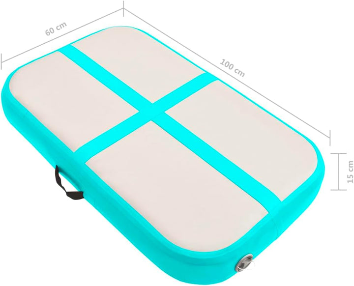 Aufblasbare Gymnastikmatte mit Pumpe 60x100x15 cm PVC Grün