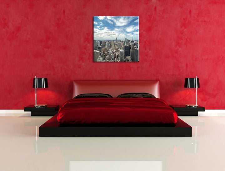 New York Skyline, Format: 70x70 auf Leinwand, XXL riesige Bilder fertig gerahmt mit Keilrahmen, Kuns