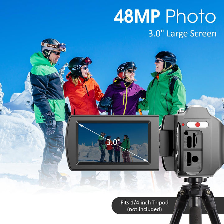 Vmotal 4K Videokamera, 48MP Foto/4K 60FPS Videorecorder, digitaler Camcorder für Vlogging auf YouTub