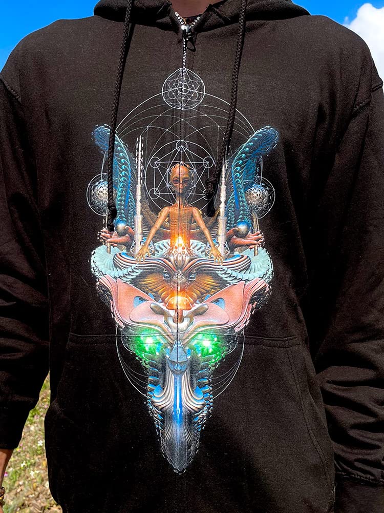 Fraktal Alien Zipper Hoodie schwarz (S), S
