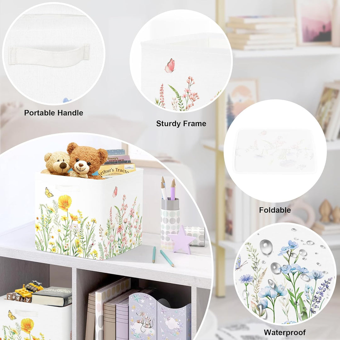 30cm Aufbewahrungsbox 3 Stück Wilde Blume Aufbewahrungskorb Kinder Falt Garten Schmetterling mit Gri