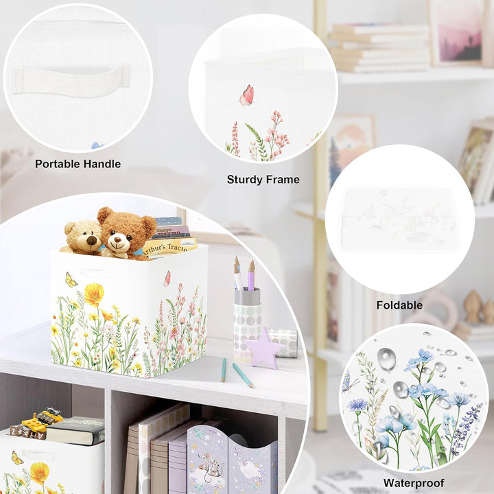 30cm Aufbewahrungsbox 3 Stück Wilde Blume Aufbewahrungskorb Kinder Falt Garten Schmetterling mit Gri