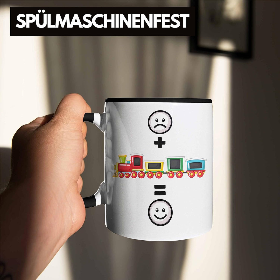 Trendation - Eisenbahn Tasse Geschenk für Eisenbahner Modelleisenbahn :(+ Eisenbahner = :) Lustige G