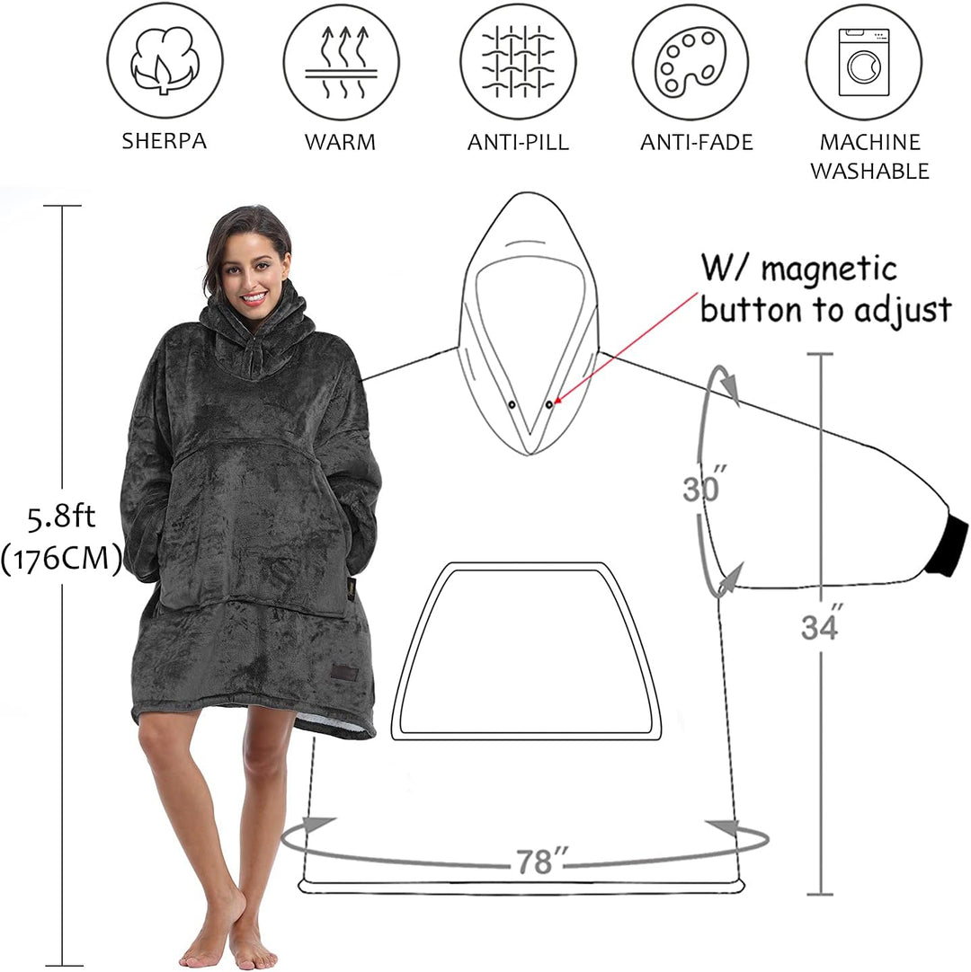 Catalonia Classy Oversized Sherpa Hoodie Decke, grosses Kapuzen-Sweatshirt für Frauen, weiche gemütl