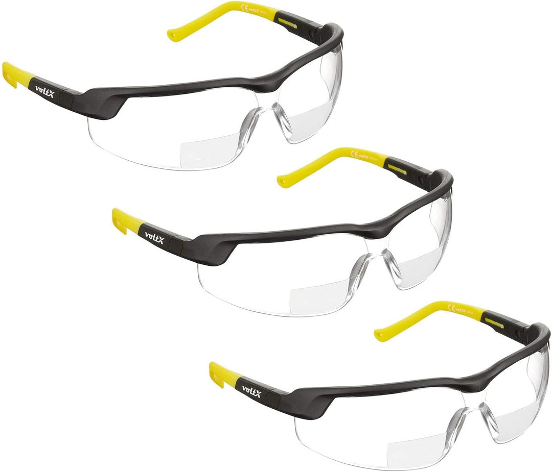 voltX 3 x GT Adjustable (2020 Model) Bifokale Lesen Schutzbrille (KLAR +2.5 Dioptrie), EN166FT Zerti