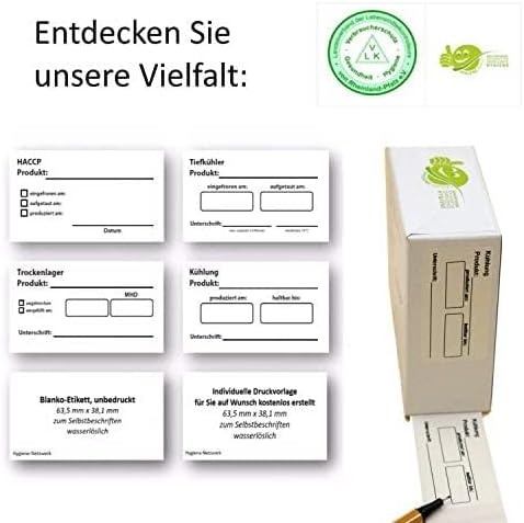 Hygiene-Netzwerk Etikett Tiefkühler| 70x35mm auf Einer Rolle (lose Rolle) | 500 Label | wasserlöslic