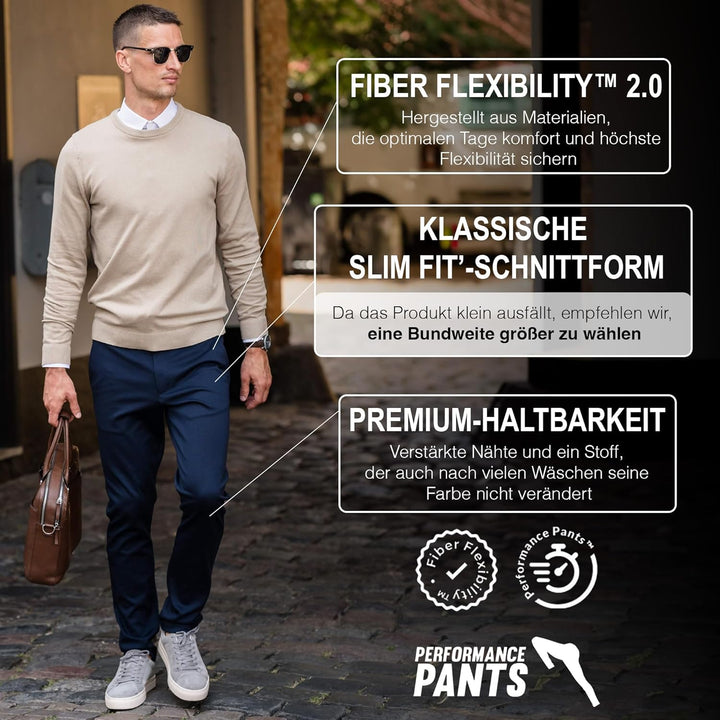 Performance Herren Hosen - Stilvolle Slim Fit Stretch Hosen für Männer - Angenehme Praktische Stoffh