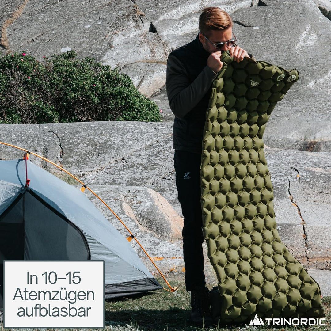TRINORDIC 550g Ultraleichte Aufblasbare Isomatte – Kleines Packmass, Ideal für Wandern & Bikepacking
