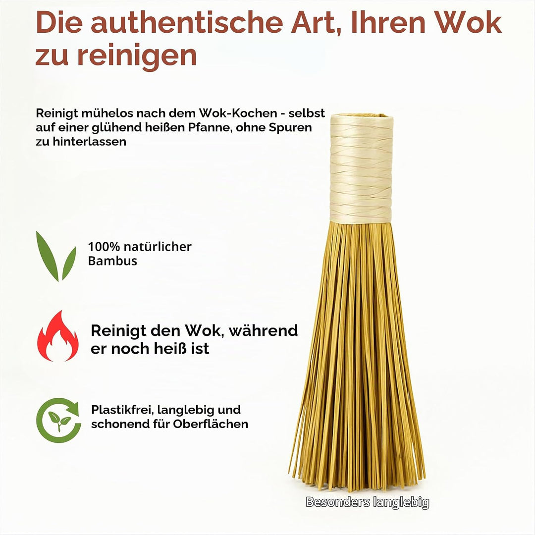 Wok Wadjan Professionell Ø36 aus Gusseisen – Mit Holzdeckel &amp; Bambus-Wokbürste – Für alle Wärmequell
