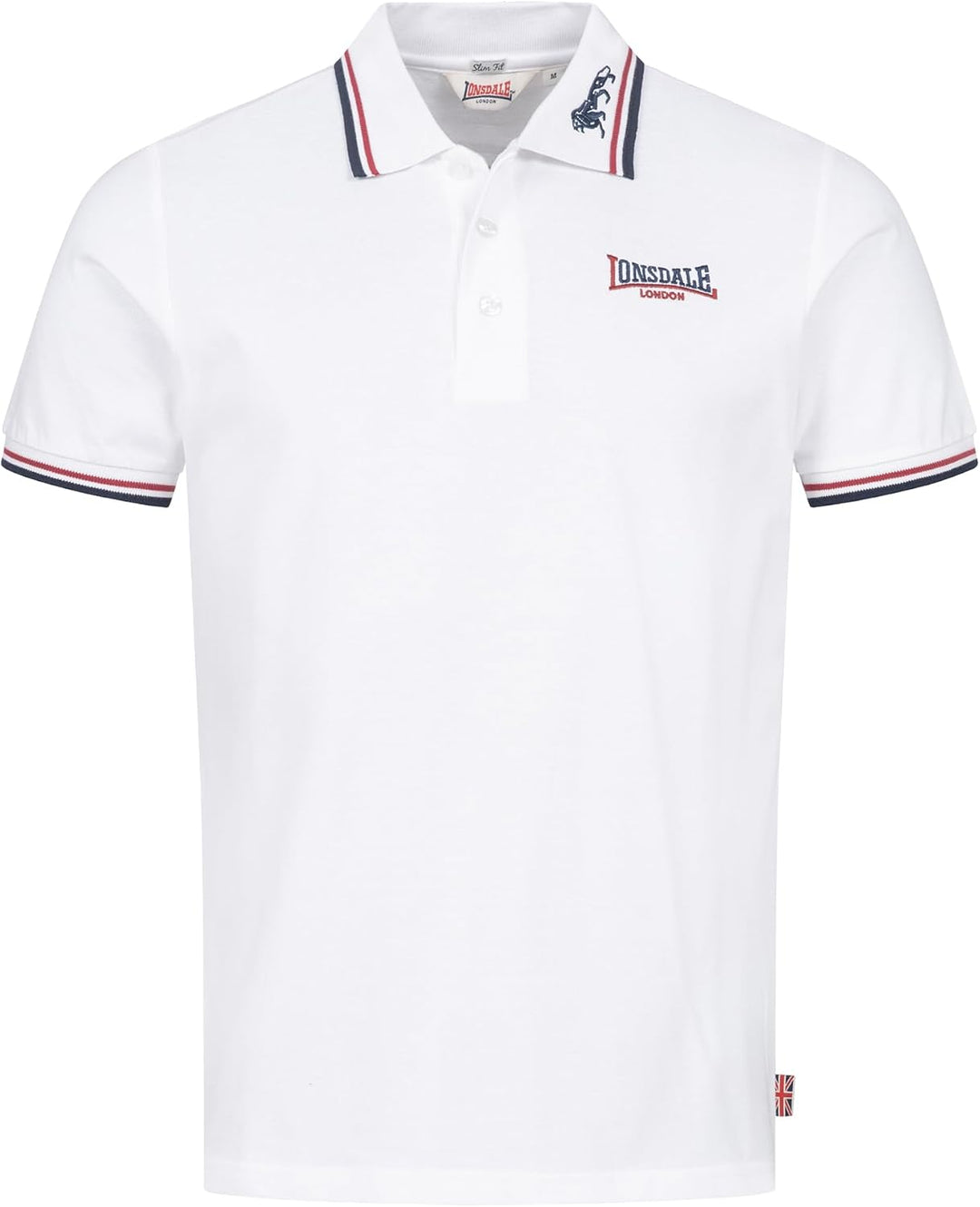 Lonsdale Herren kurzarm Polohemd Lion, White/Dark Red/Navy