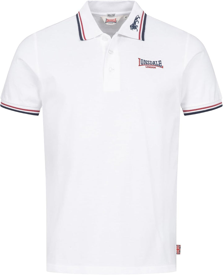 Lonsdale Herren kurzarm Polohemd Lion, White/Dark Red/Navy