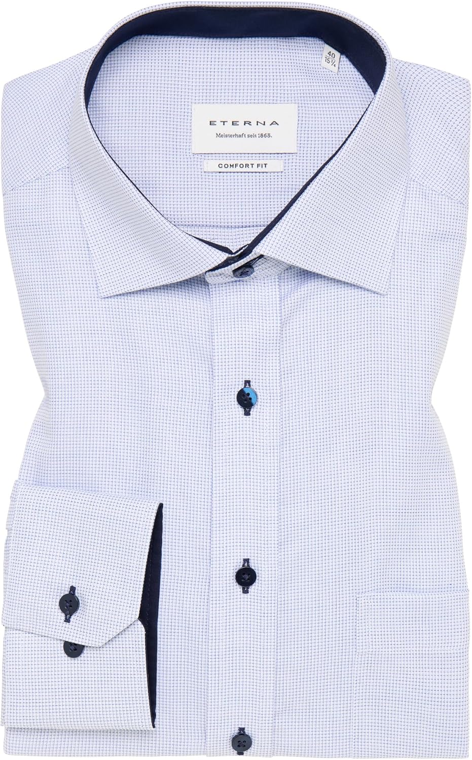 ETERNA Herren Popeline Hemd Comfort FIT 43 Hellblau | Struktur, 43 Hellblau | Struktur