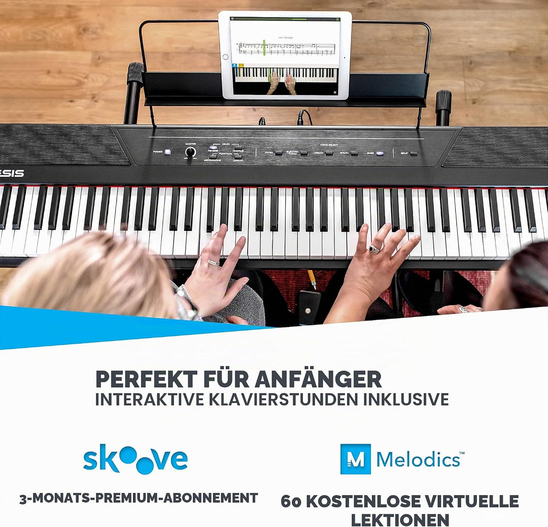 Alesis Recital - 88-Tasten Einsteiger Digital Piano Keyboard mit halbgewichteten Tasten &amp; M-Audio SP