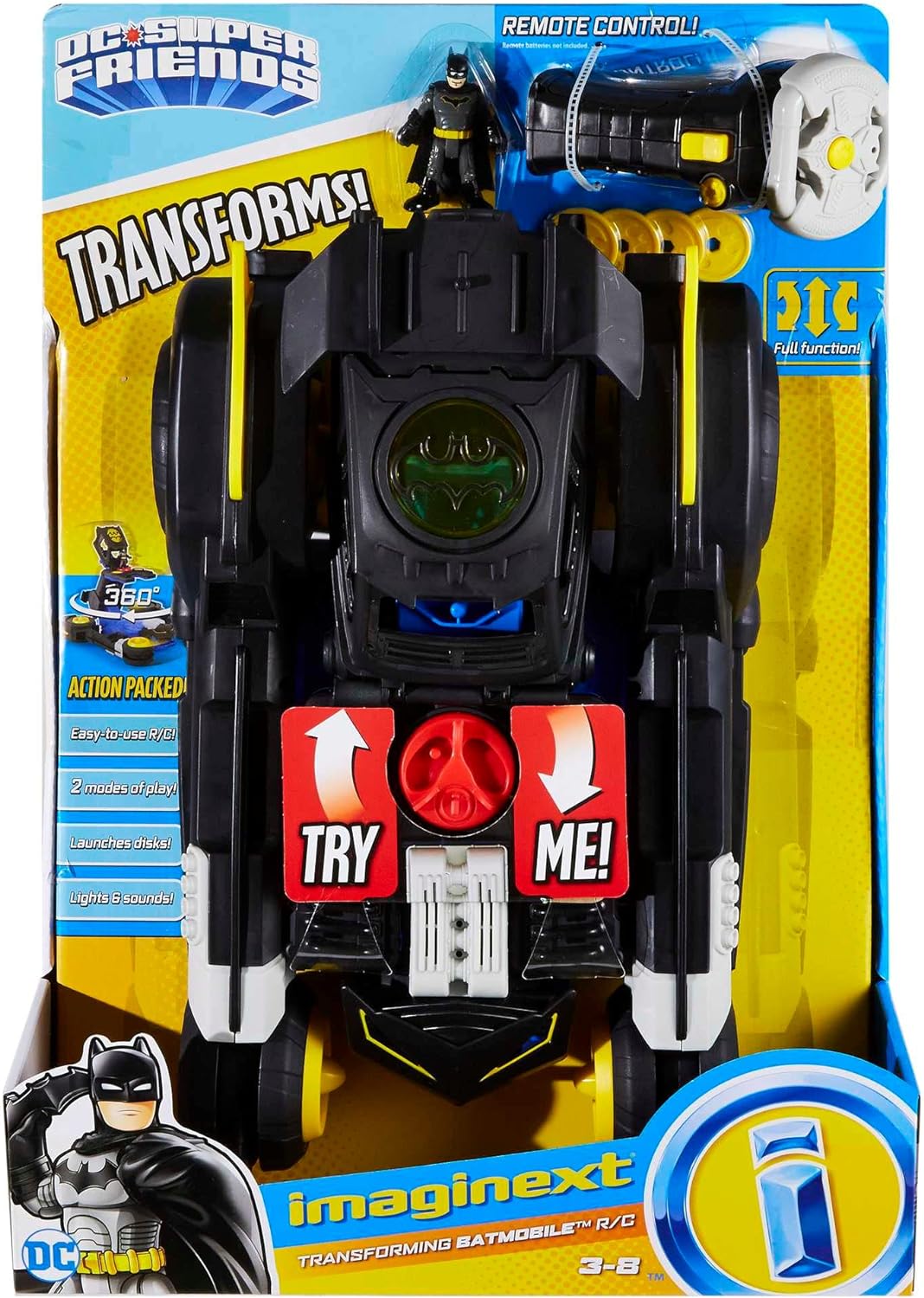 Fisher-Price GMH33 - Imaginext DC Super Friends Transformations Batmobile R/C, ferngesteuertes Batma