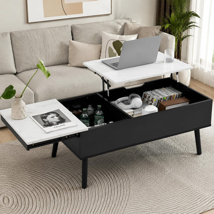 JanflyHome Höhenverstellbarer Couchtisch, Couchtisch, Hubplatte Couchtisch, Couchtisch mit Schiebepl