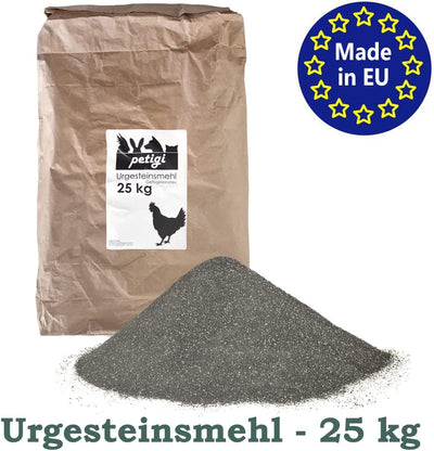 Petigi Urgesteinsmehl 25 kg Geflügeleinstreu Staubbad Sandbad Steinmehl Zeolith für Hühner Wachteln