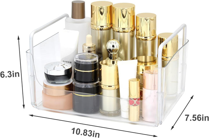 Klarer Makeup-Organizer-Tablett mit Griffen Badezimmer & Eitelkeit Lagerung für Kosmetik, Hautpflege