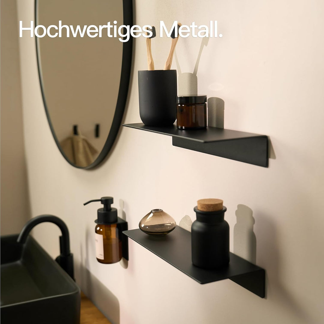 Designfabrik Hamburg Wandregal ohne Bohren | Duschregal selbstklebend | Ablage für Bad, Gästebad, Kü