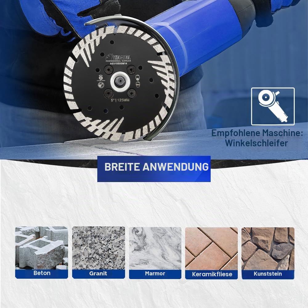 SHDIATOOL Diamant-Trennscheibe 230mm mit Turbo Schrägen Schutzzähnen für Beton Backstein Fliese Gran