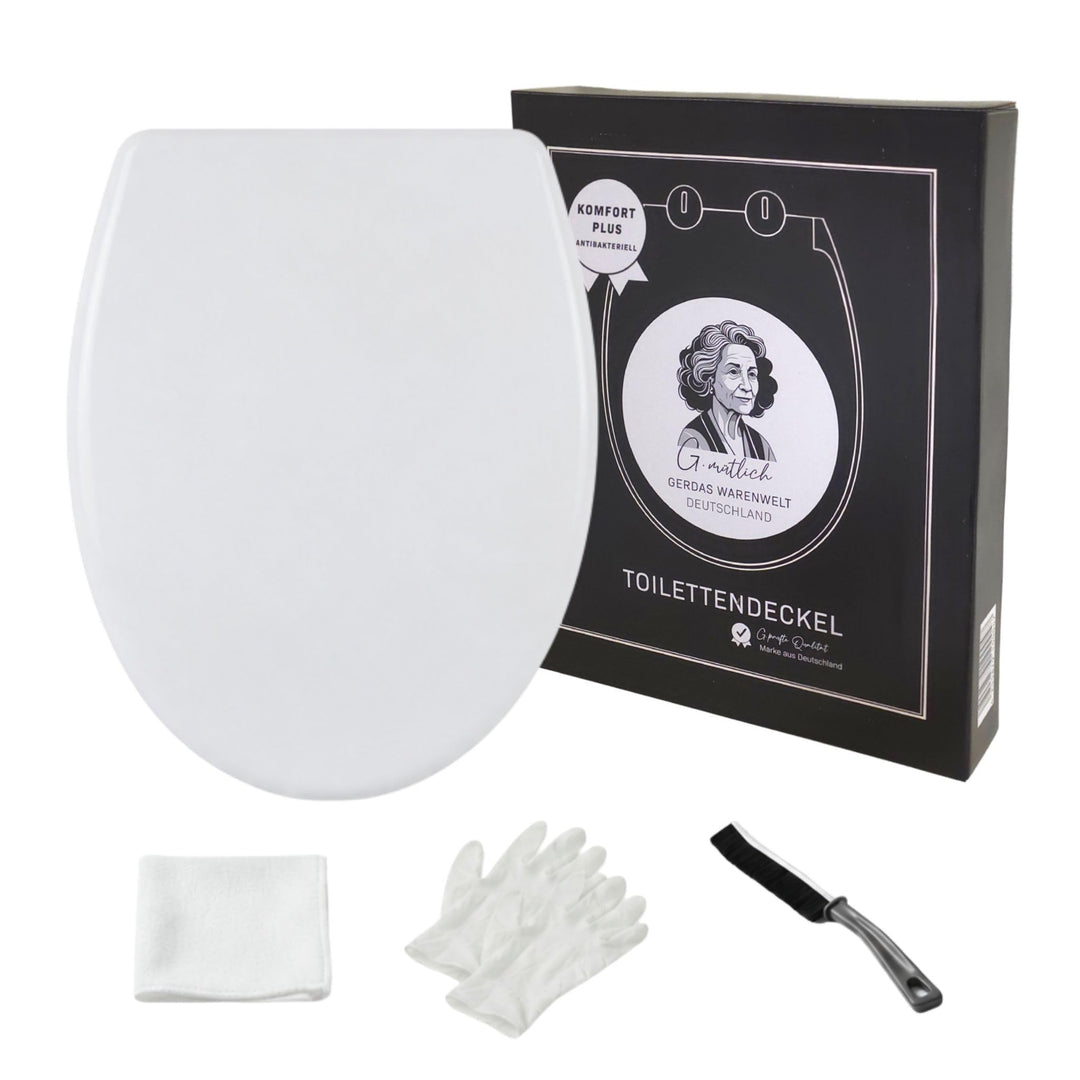 Toilettendeckel mit Absenkautomatik weiss oval, WC-Sitz abnehmbar antibakterielles Urea Duroplast, I
