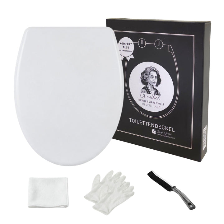 Toilettendeckel mit Absenkautomatik weiss oval, WC-Sitz abnehmbar antibakterielles Urea Duroplast, I