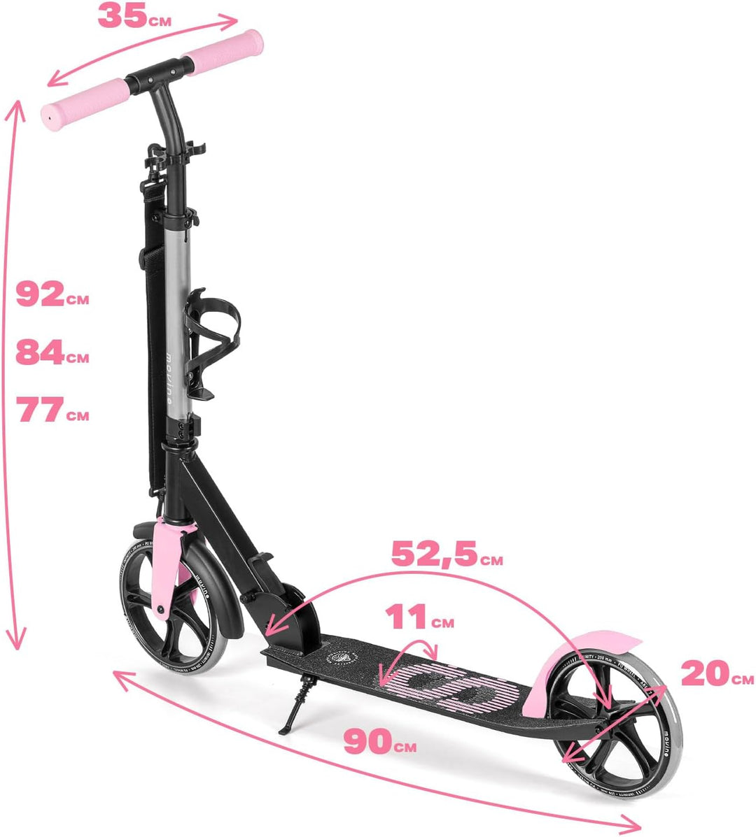 Movino Infinity Scooter | Klappbar und Höhenverstellbar | Flaschenhalter | Cityroller Cooles Räder-D