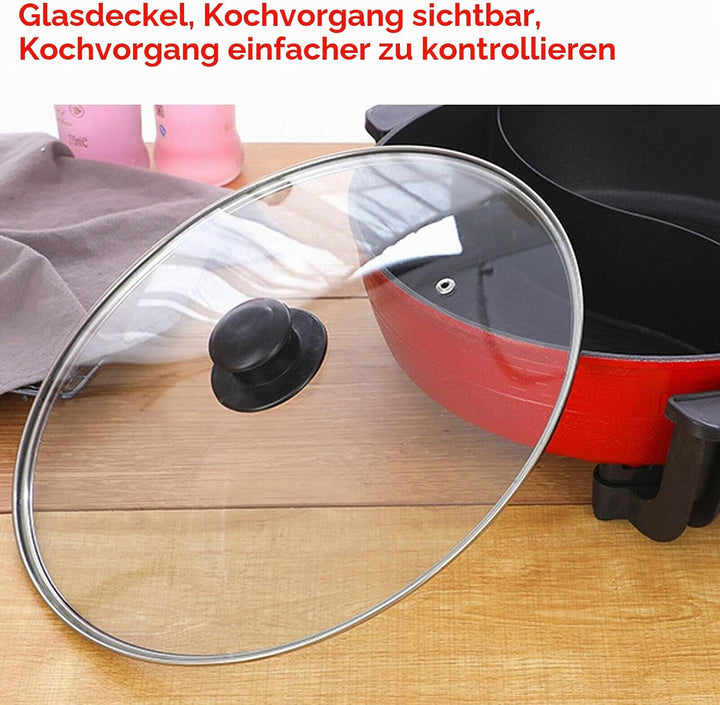 Elektrische Hot Pot, 6L 2 Seiten Wokpfanne Küche Feuertopf Chinesischer Suppentopf Kochgeschirr 1300