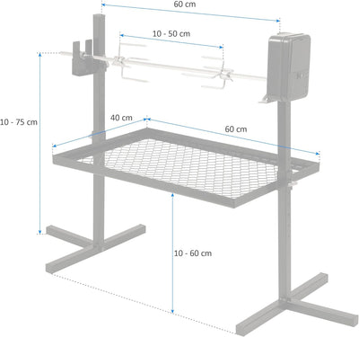 BBQ-Toro Grillspiess Set für Camping Ausflug, Lagerfeuer und mehr | 70 cm | 2 Fleischnadeln, Motor (