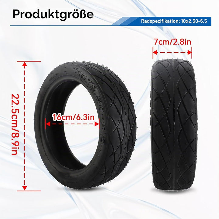 10 Zoll Tubeless Reifen, 10x2,50 6.5 Verdickung von Schlauchlosen -Reifen -Stossdämpfung elektrische