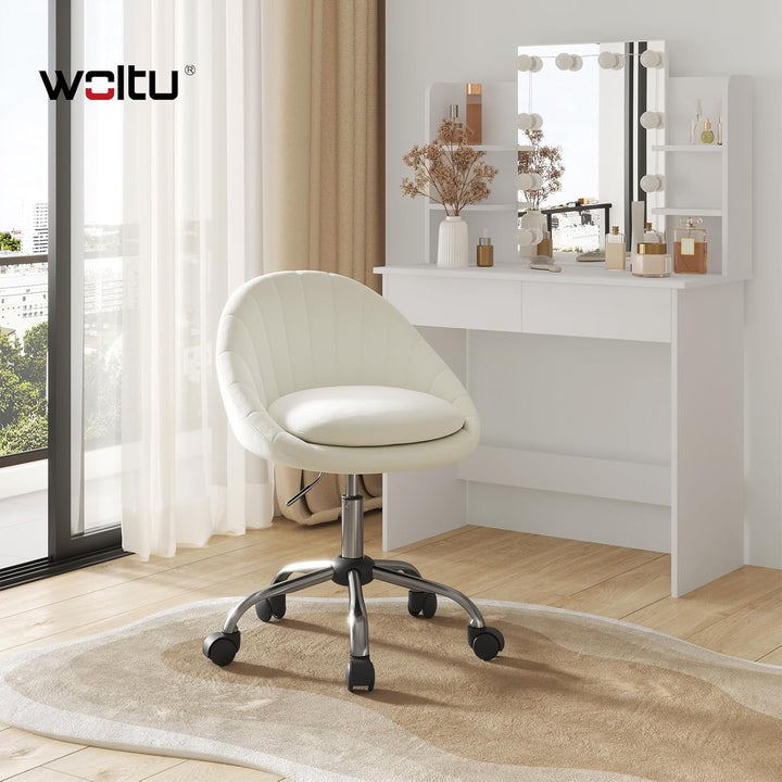 WOLTU Homeoffice Stuhl, Bürostuhl ergonomisch, Schminkstuhl drehbar, Drehstuhl mit Rollen, Schreibti