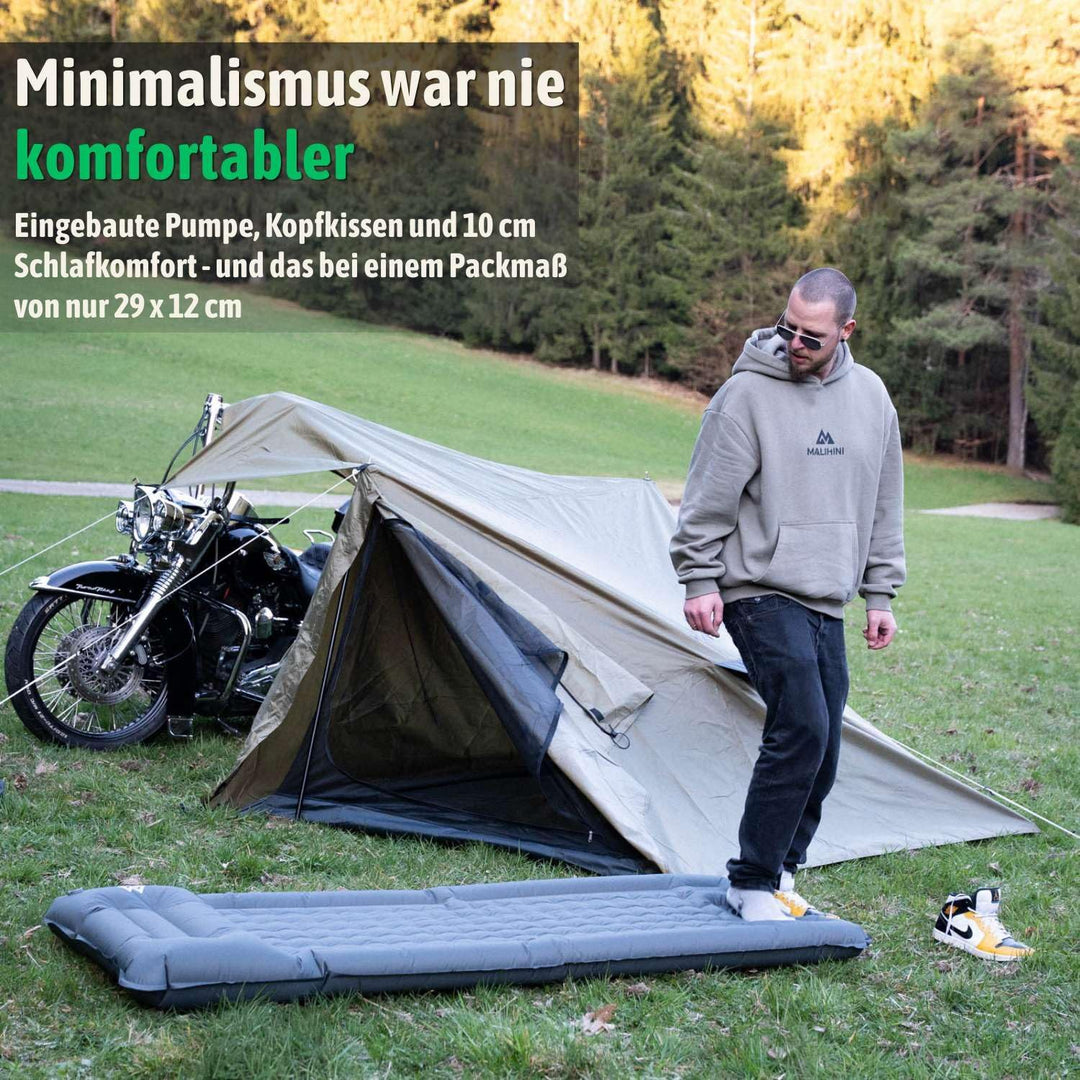 MALIHINI Camping Isomatte selbstaufblasend | Fusspumpe &amp; Kissen | 10 cm dick | Ultraleichte aufblasb