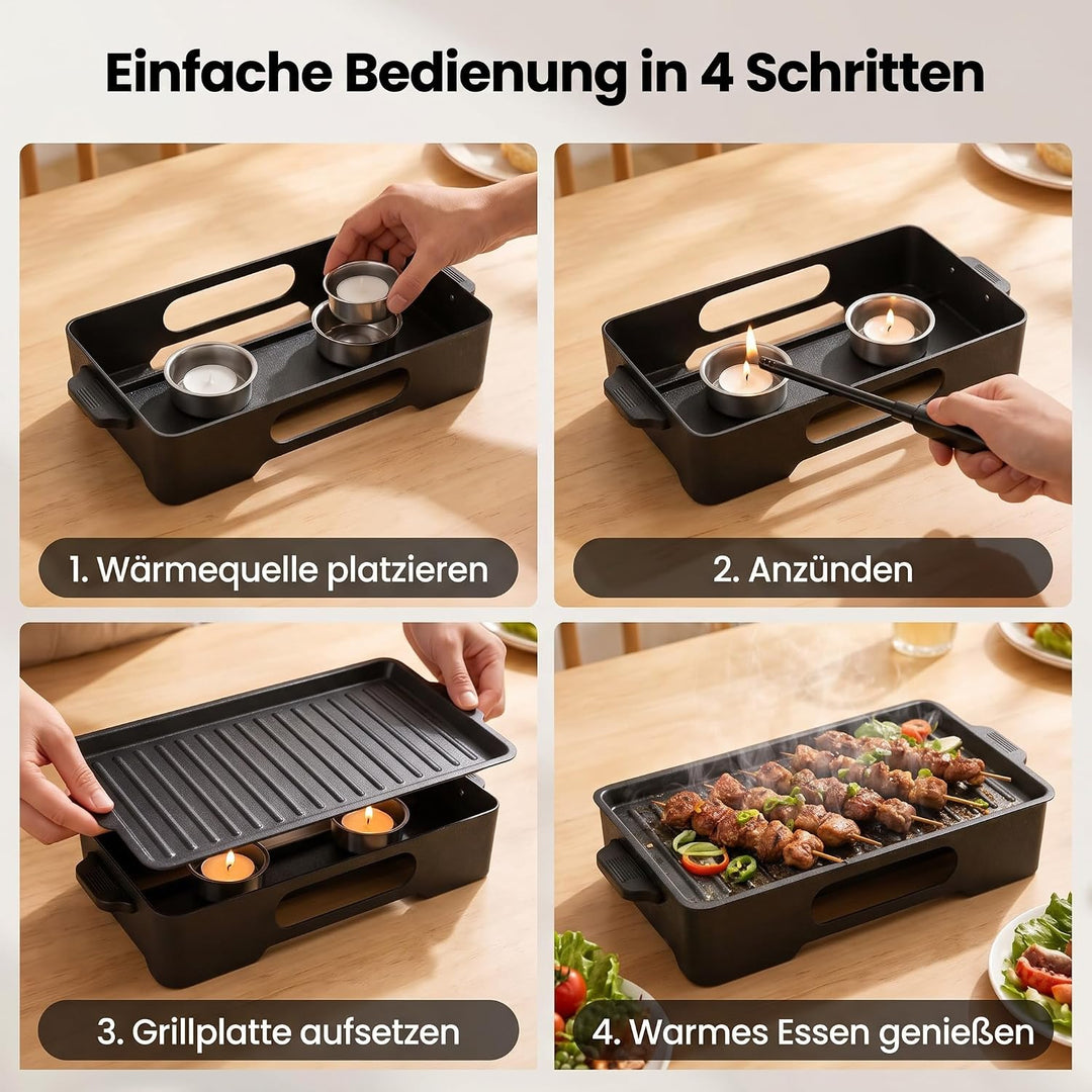 BBQ Warmhaltebehälter Grillgut, Abnehmbarem Grillrost, für Teelicht &amp; Grillpaste – Camping &amp; Zuhause