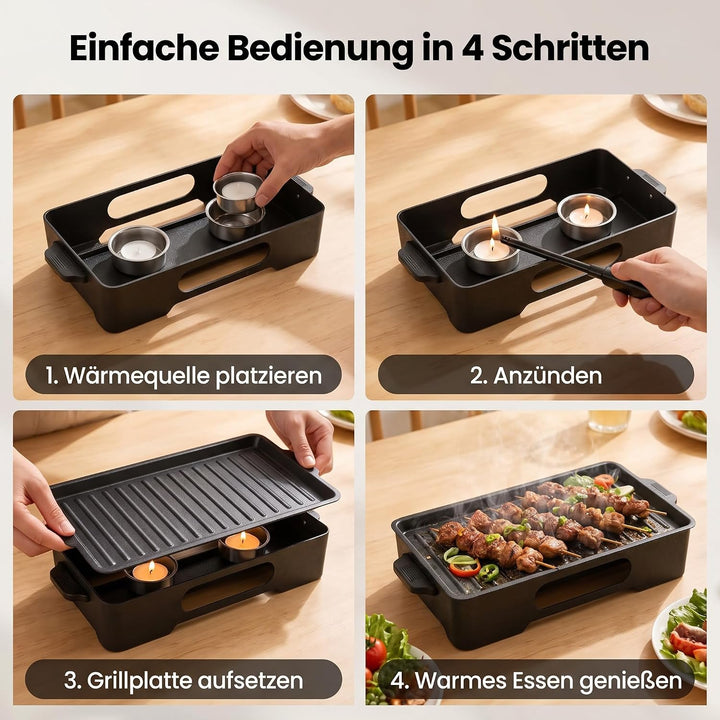 BBQ Warmhaltebehälter Grillgut, Abnehmbarem Grillrost, für Teelicht &amp; Grillpaste – Camping &amp; Zuhause