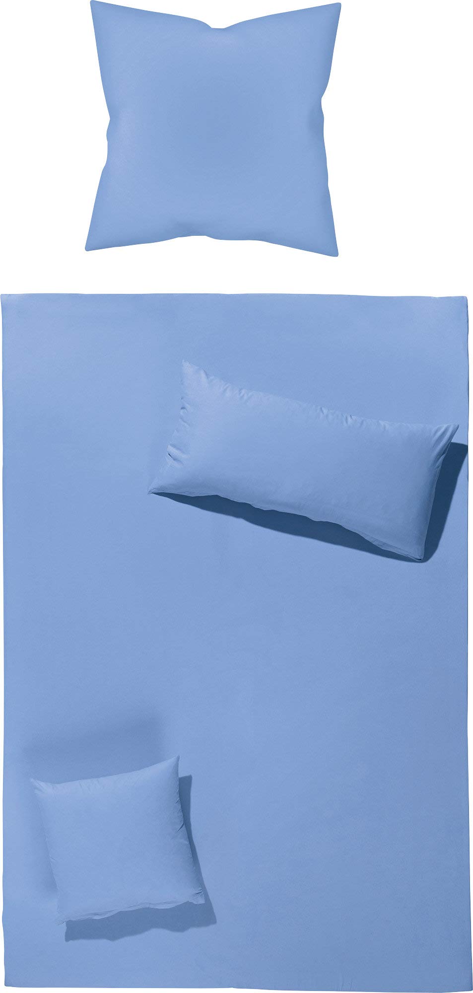 Erwin Müller Bettwäsche-Set Renforcé Würzburg, Uni blau Grösse 40x80 cm / 135x200 cm - strapazierfäh