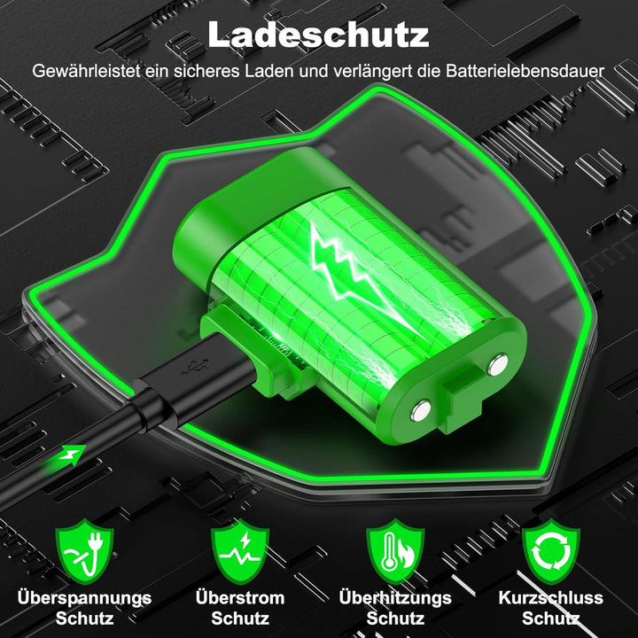 2 x 3600mWh Akku für Xbox Controller, Play & Lade Kit für Xbox Series X Controller, Wiederaufladbare
