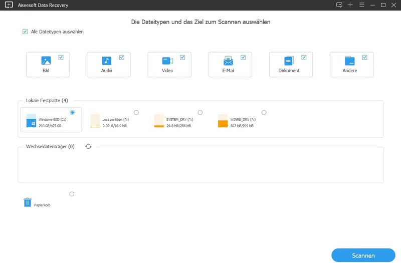 DataRecovery - Vollständige Wiederherstellung von über 550 Dateiformaten